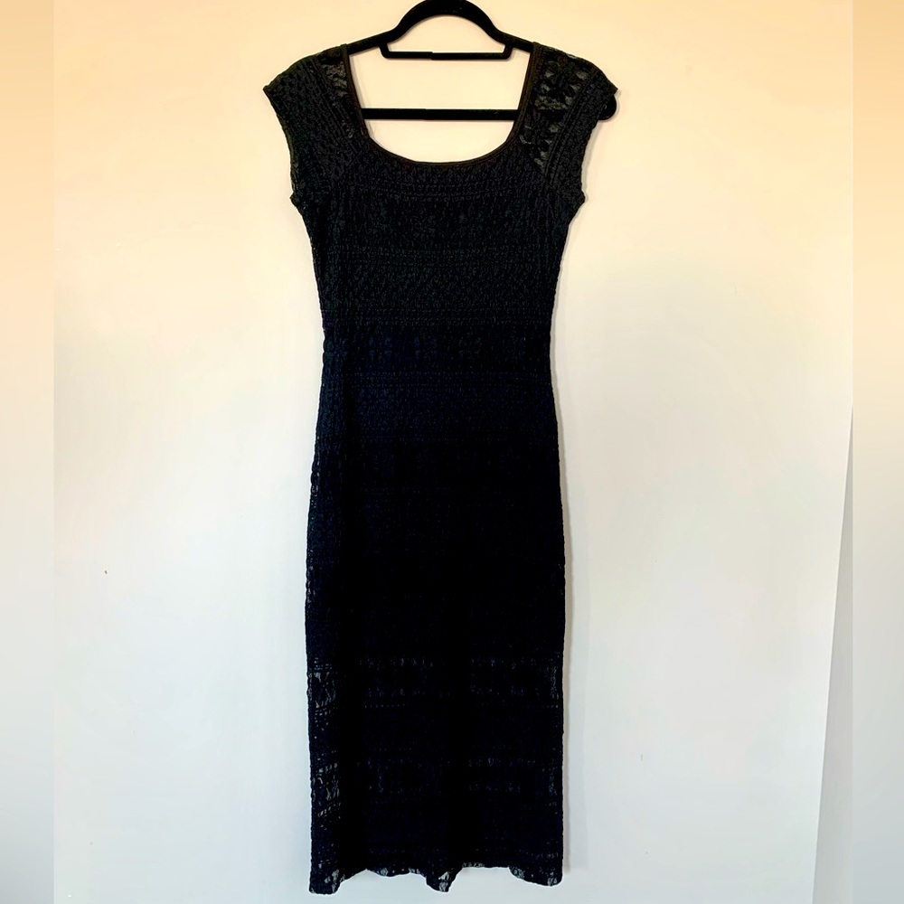 Black lace midi dress